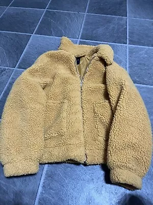 Buy Ladies Women’s Mustard Fleecy Zip Up New Look Jacket Large • 12£