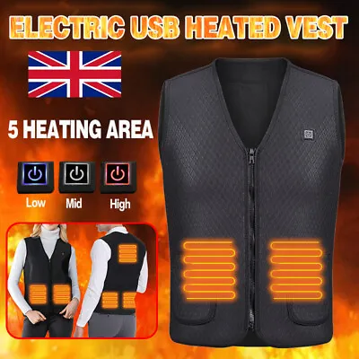 Buy USB Electric Heated Vest Warm Gilet Winter Jacket Women Men Heating Thermal Coat • 14.99£