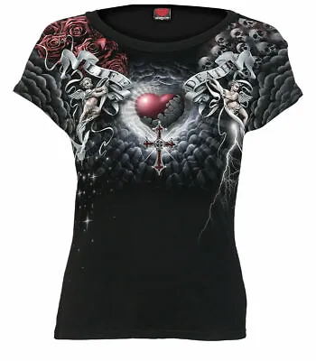 Buy SPIRAL DIRECT LIFE AND DEATH Allover Cap Sleeve Top/Gothic/Skull/Tribal/Gift/Tee • 18.97£