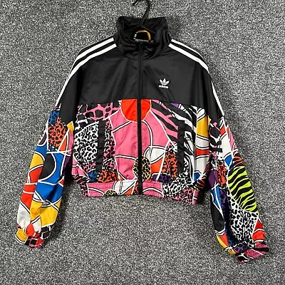 Buy Adidas Jacket Womens UK 6 Black Windbreaker Graphic Cropped Rich Mnisi Full Zip • 75£