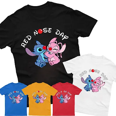 Buy New Red Nose Day 2024 Kids T-Shirt Lilo & Stitch Funny School Boys Girls Tee Top • 8.99£