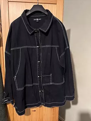 Buy Distressed Oversized Black & White Stitching Jean Denim Jacket UK 10 • 9£