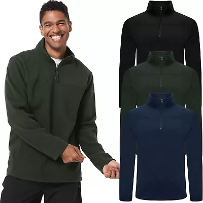 Buy Mens Fleece Half Zip Polar Jacket Long Sleeve Winter Pullover Jumper Tops • 11.95£