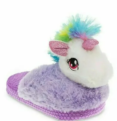 Buy Wonder Nation SIZE 13-1 Girl’s 3D Unicorn Scuff Slip-On Slippers Mulitcolor NWT • 8.29£