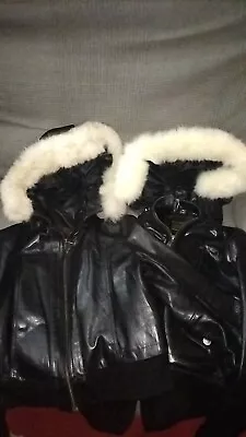 Buy Women's Black Leather Jacket ( White Fur Hood ) £30 Each  • 30£