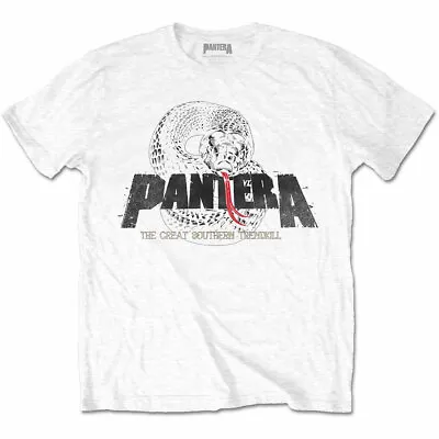 Buy PANTERA  Official  Unisex T- Shirt -  Snake Logo Design  - White  Cotton • 16.99£