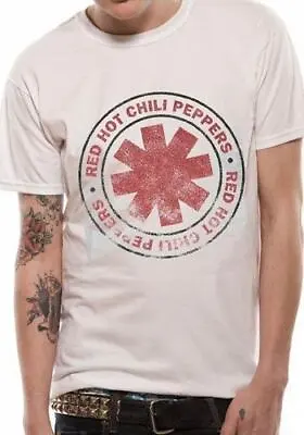 Buy Official Red Hot Chili Peppers Distressed Asterisk Mens White T Shirt RHCP Tee • 14.50£