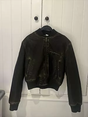 Buy Green Leather Bomber Jacket  • 20£