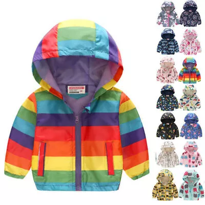 Buy Girls Boys Casual Zipper Coat Hooded Kids Toddler Outerwear Jacket Tops Clothes • 11.24£