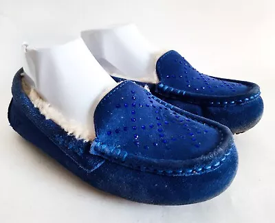 Buy Ugg Ansley Crystal Diamond Night Sky Wool Suede Size 6 Blue Cozy Warm Slippers • 33.77£
