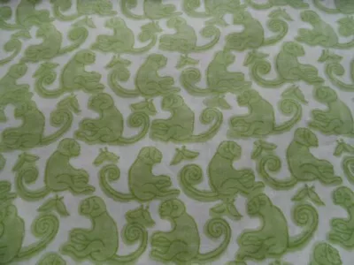 Buy 4.5 M Length Of Indian Hand Block Print Monkey Green White Cotton Dress Fabric • 30£