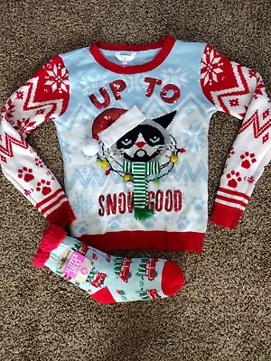 Buy 2 PC. Grumpy Cat Knit Ugly S Christmas Sweater & Socks Set UP TO SNOWGOOD • 18.99£
