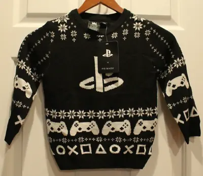Buy New Youth Sony Playstation Ugly Sweater Black Size 4-5 Years - BNWT US Seller • 10.91£