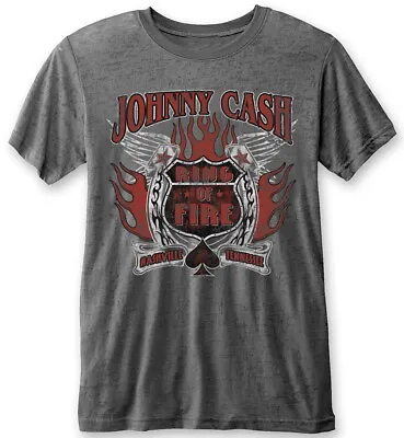 Buy Johnny Cash Ring Of Fire Burnout T-Shirt OFFICIAL • 14.89£