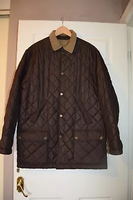 Buy Charles Tyrwhitt Quilted Jacket Brown Beige Cord Padded Country Coat M • 27.99£