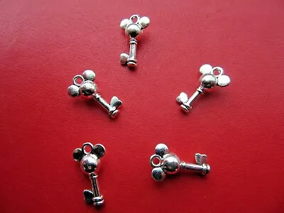 Buy Mouse Key Charms Silver Tibetan Jewellery Making Minnie Mickey 3d X 5 Pcs • 2.36£