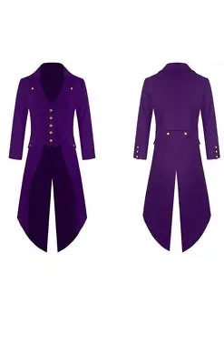 Buy Men's Purple Handmade Steampunk Tailcoat Jacket Gothic Victorian Coat S-6XL • 39.99£