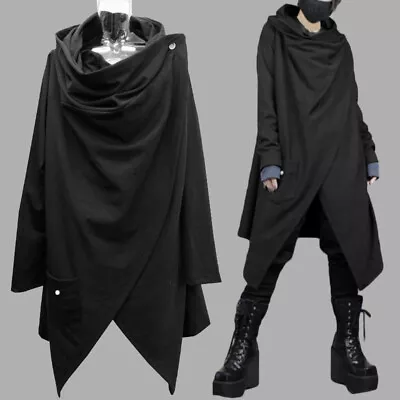 Buy Mens Gothic Jacket Long Cardigan Punk 100%Cotton Cape Tops Outwear Cloak Coats • 20.48£