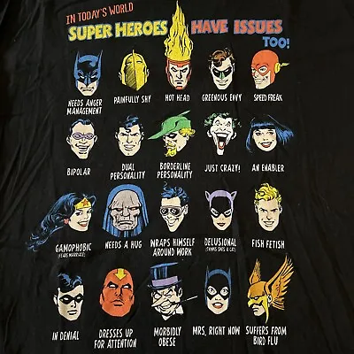 Buy Justice League Of America Mens Superheroes Have Issues T Shirt XL DC Comics • 12£
