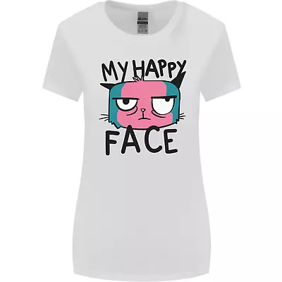 Buy Cat My Happy Face Funny Grumpy Womens Wider Cut T-Shirt • 8.49£
