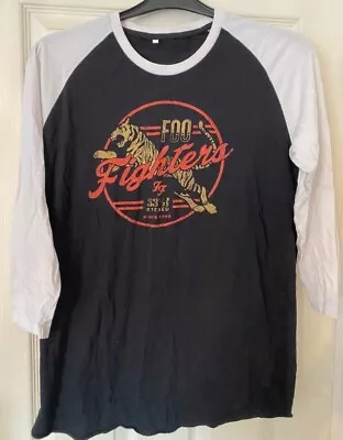 Buy Foo Fighters T Shirt Rare 3/4 Sleeve Rock Band Merch Raglan Tee Sz L Dave Grohl • 16.50£