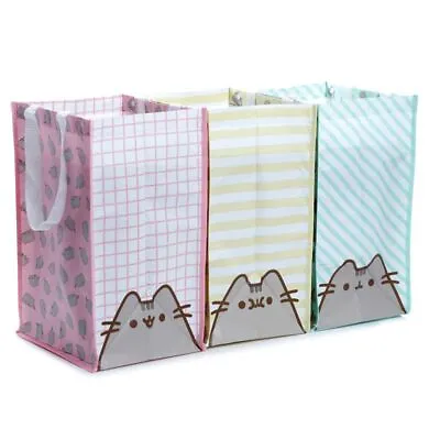 Buy Laundry Bags Set Of 3 / Recycling Bags Pusheen The Cat 45x29cm Reusable New • 12£