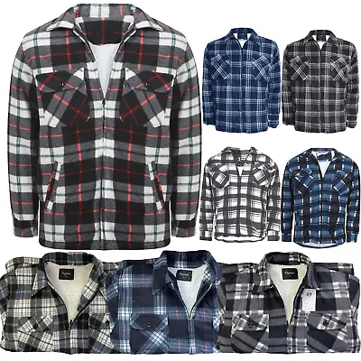 Buy Padded Shirt Winter Lumberjack Check Fur Lined Collar Pockets Zip Up Jacket Sale • 11.99£