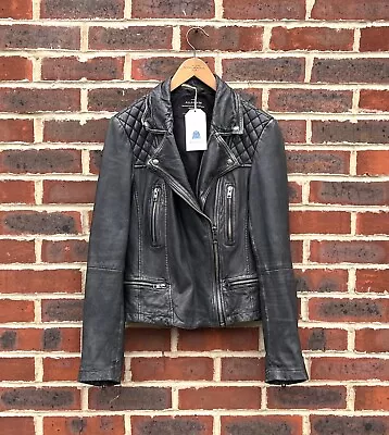 Buy 🔥🔥 All Saints Ladies CARGO Leather Biker Jacket UK12 US8 EU40 Moto 4 A201 • 209.99£
