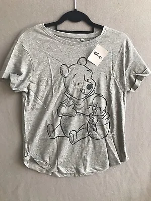Buy Disney Winnie The Pooh T Shirt Size 8 Grey Summer 90% Cotton Blend Short Sleeves • 8.99£