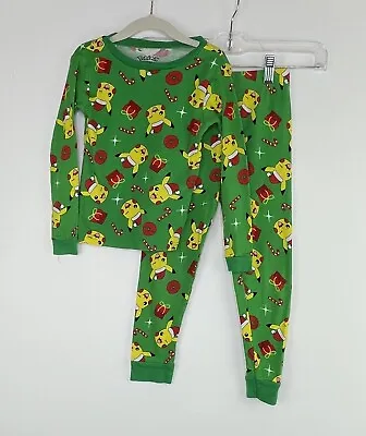 Buy Pokémon Kids' Size 6 Green Pikachu Christmas 2-piece Pajamas Tight Fitting GUC • 11£