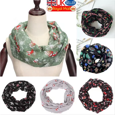 Buy Women Christmas Circle Loop Cowl Infinity Scarf Snood Neck Wrap Shawl Fashion UK • 5.95£