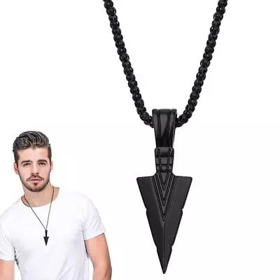 Buy Men's Black Long Necklace With Pendant Jewelry Chain Hop Punk Roc Hip N7C5 • 1.48£
