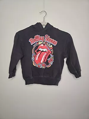 Buy Rolling Stones Black Long Sleeve Hooded Pullover Kids 7 • 7.10£