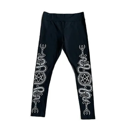Buy KILLSTAR Black Cotton Snake Moon Stars Leggings Active Pants Women's Size XL • 34.06£