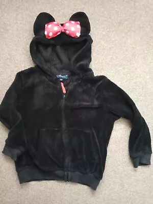 Buy DISNEYLAND PARIS Minnie Mouse Black  Snuggle Jacket With Bow 8A • 9.99£