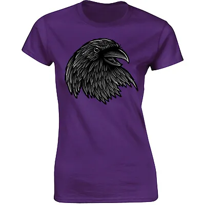 Buy Crow Raven Ladies T-Shirt Nevermore Horror Animal Womens Gift Tshirt • 8.99£