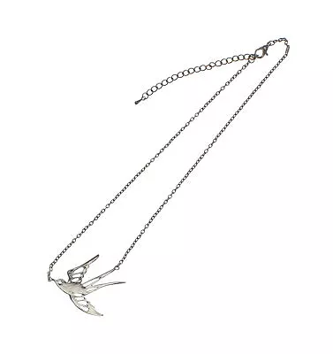 Buy Zac's Alter Ego Alternative Jewellery Hollow Silver Swallow Chain Necklace • 10.69£