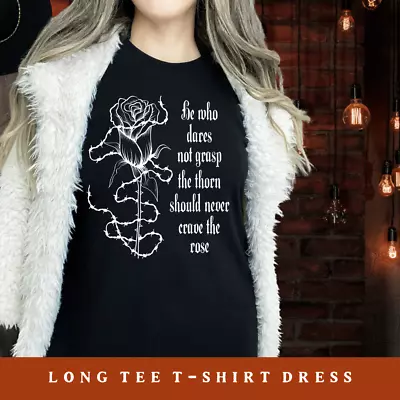 Buy Gothic Style Horror Long T-Shirt Dress Top | Goth Fashion Clothing Gift | Rose • 12.99£