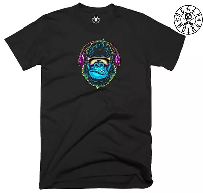 Buy Gorilla Headphones T Shirt Music Clothing Rock Metal Band Goth Retro Classic Top • 9.89£