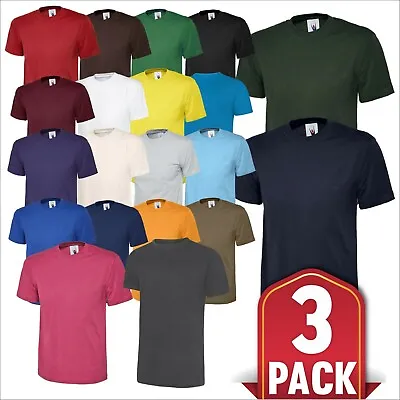 Buy 3 PACK Uneek Classic T-Shirt Mens Crew Neck Short Sleeve T 100% Soft Cotton Tee • 16.07£