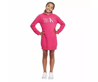 Buy Calvin Klein Jeans Pink  Hoodie Dress Youth Girl Shirt Size L-14/16 New With Tag • 13.41£