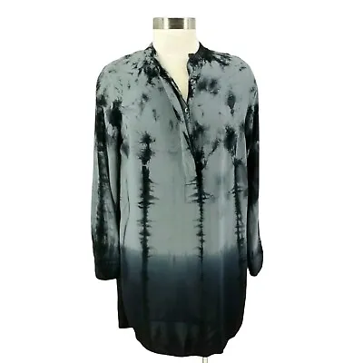 Buy Rock & Republic Tunic Shirt Gray Tie Dye Long Sleeve Henley Hi Lo Top Small • 2.33£
