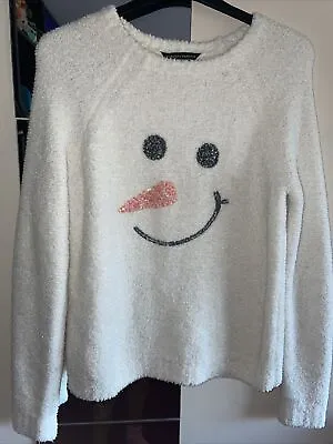 Buy DP Snowman ⛄️ Women’s Glitter Sparkling Frozen White Jumper Top Christmas Sz: 14 • 15£