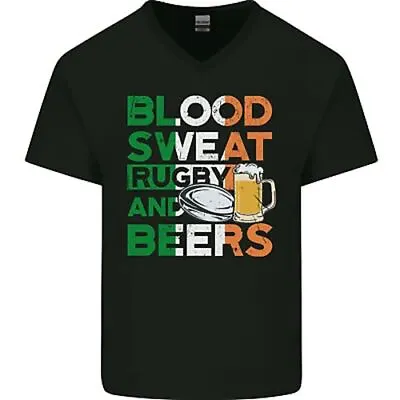 Buy Blood Sweat Rugby And Beers Ireland Funny Mens V-Neck Cotton T-Shirt • 11.99£