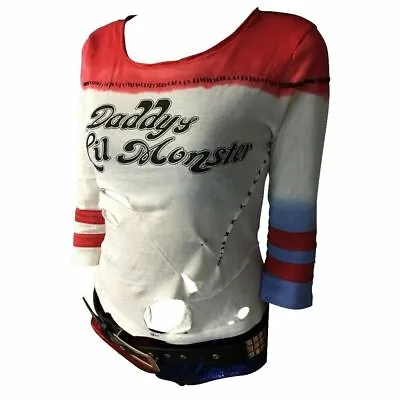 Buy Suicide Squad Costume Cosplay Harley Quinn Daddy's Lil Monster T-Shirt Top • 28.21£