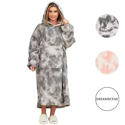 Buy Dreamscene Extra Long Tie-Dye Print Fleece Oversized Wearable Hoodie Blanket • 20.99£