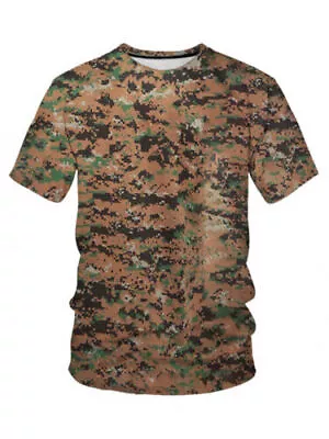 Buy Mens Camo Camouflage Army T Shirt Combat Military Short Sleeve Sports Gym Tops • 8.99£