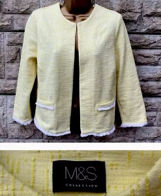 Buy Ladies M&S Collection Lemon Fringed Hem Short Dressy Jacket  UK 10 • 4.99£