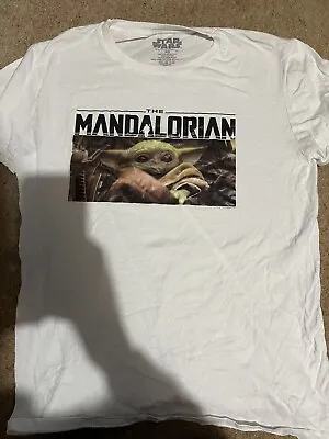 Buy Star Wars T Shirt Adult Xs White Mandalorian Baby Yoda Large Boys Teen • 1.99£