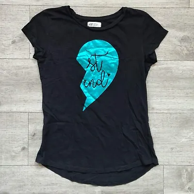 Buy H&M Best Friend T-Shirt Top Black Heart Women Girls Pair Jersey Print Gift • 5.99£